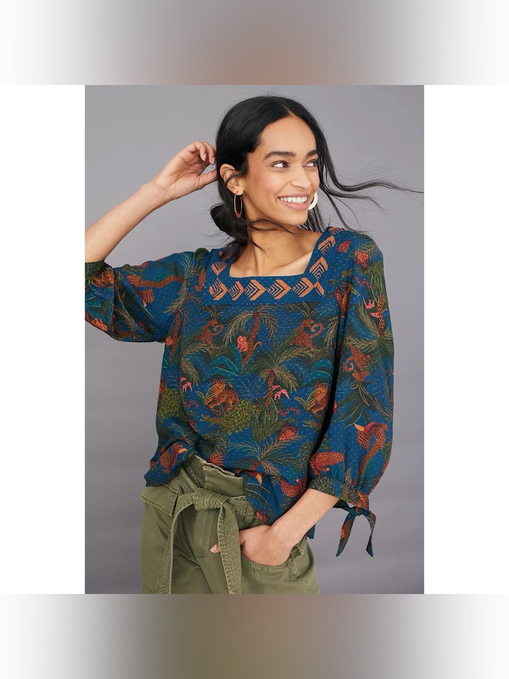 Farm Rio for Anthropologie Bianca Jungle Blouse Medium